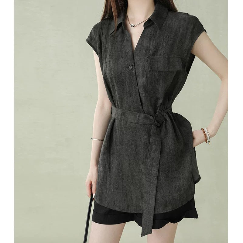 Tunique boutonnée ceinturée pour femmes Chic und Stil