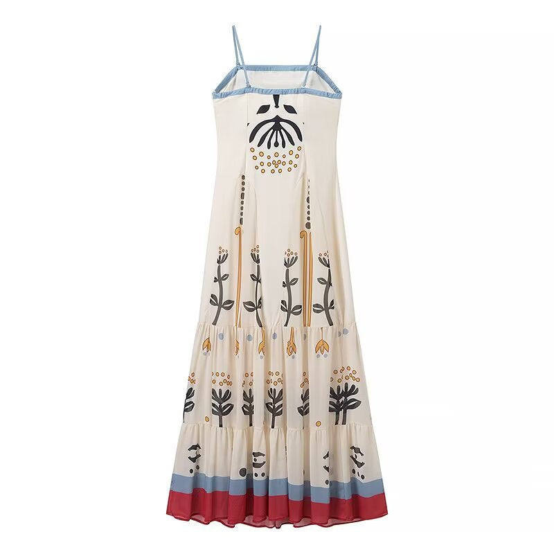 Robe maxi pour femmes avec imprimé floral et ourlet à volants Chic und Stil