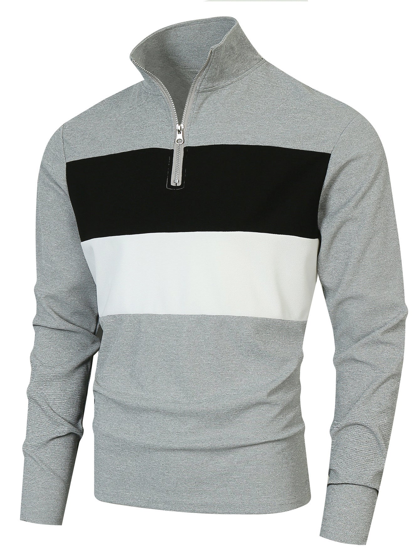 Pull à col montant tendance pour hommes avec fermeture éclair et design structuré Chic und Stil