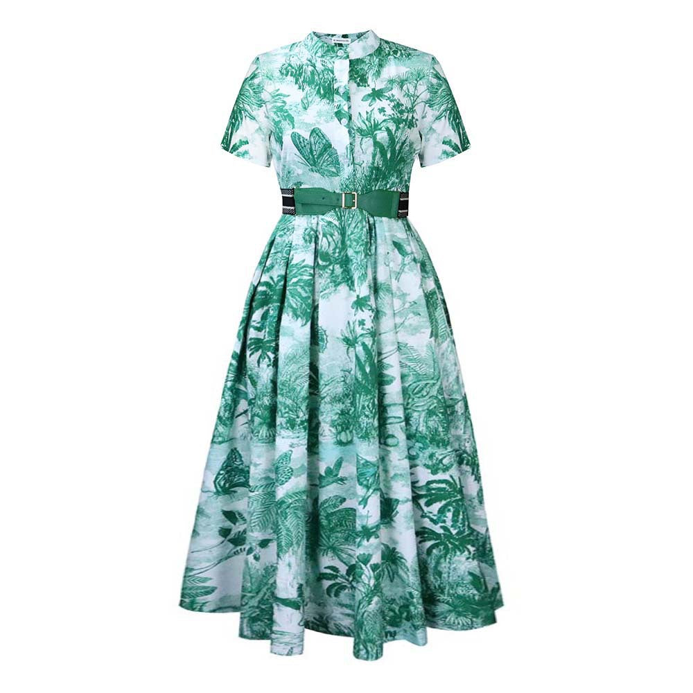 Robe maxi femme avec impression botanique et ceinture cintrée Chic und Stil