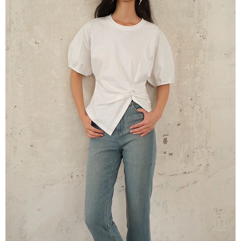 T-shirt stylé à nœud avant pour femmes Chic und Stil