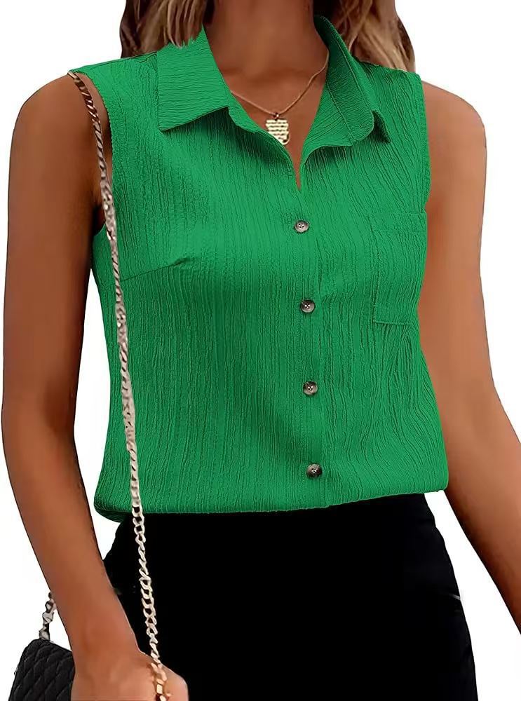 Blouse sans manches à patte de boutonnage structurée dames Chic und Stil