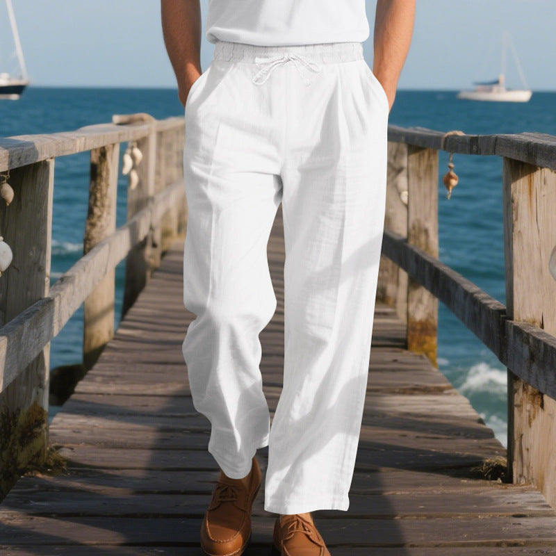 Pantalon d'été décontracté pour hommes avec taille élastique et poches latérales pratiques Chic und Stil