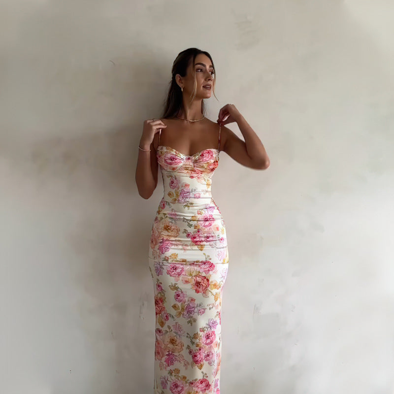 Chic and stylish women's floral bodycon maxi dress