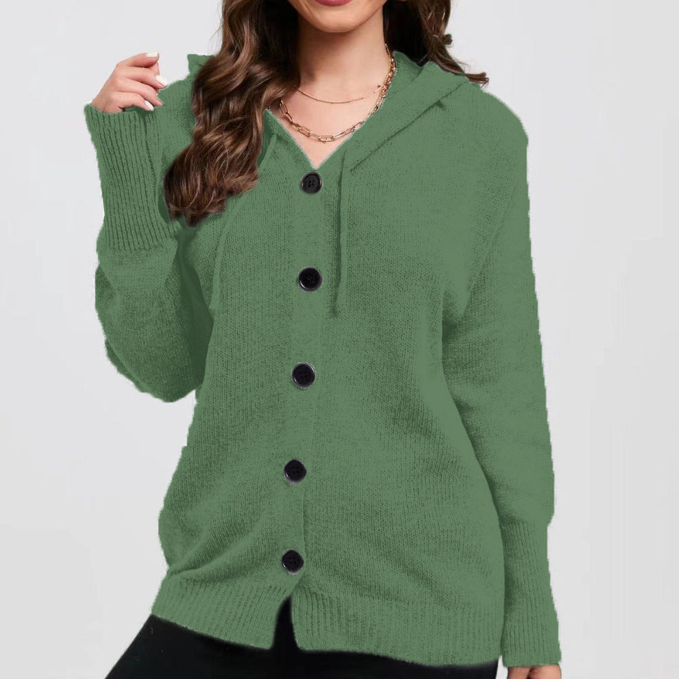 Dame cardigan à capuche avec des détails de bouton pratiques Chic und Stil
