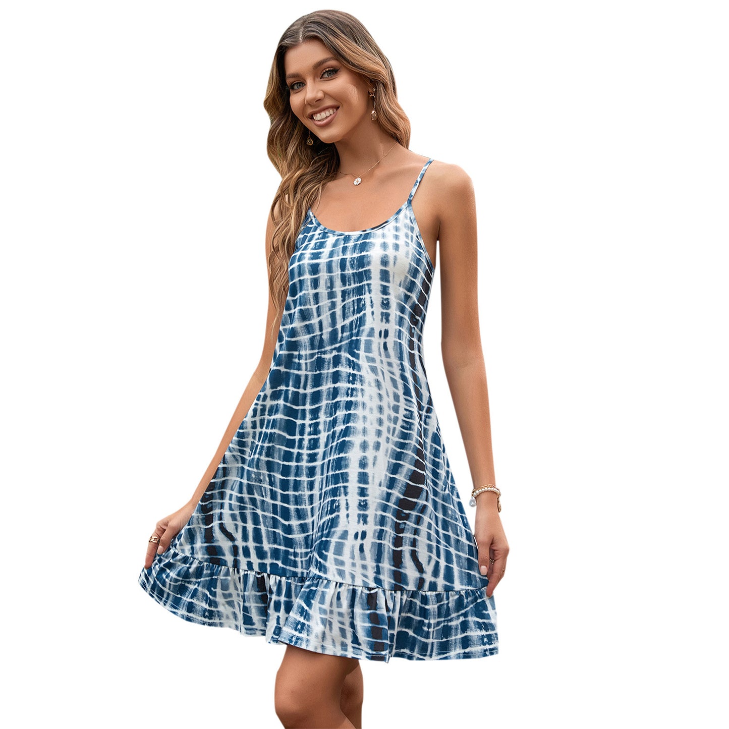 Robe de loisirs pour femmes avec volants ludiques et design batik moderne Chic und Stil