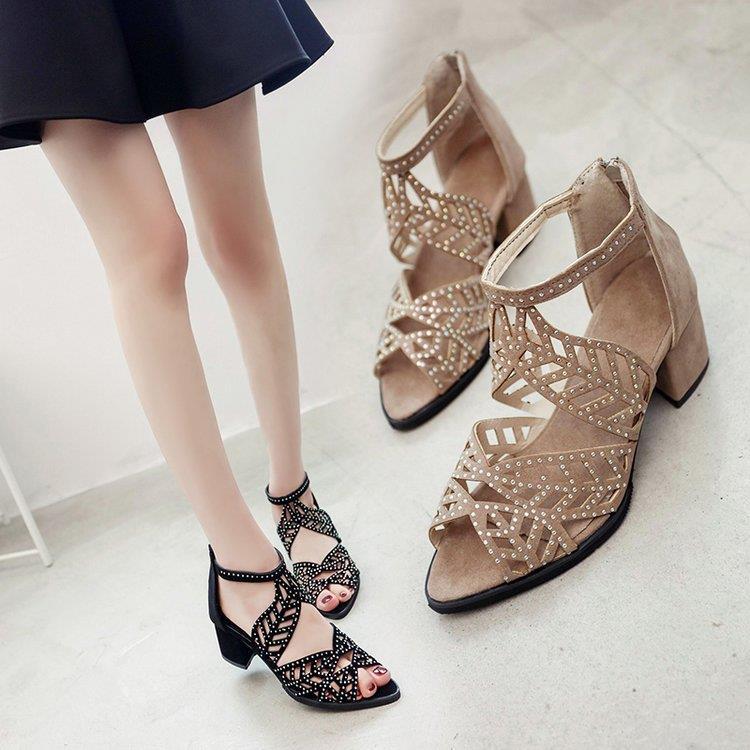 Sandales pour femmes en strass glamour avec talon block Chic und Stil