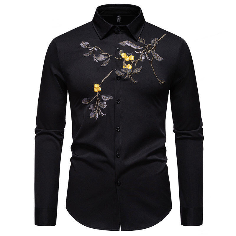 Chemise à manches longues élégante brodée pour hommes Chic und Stil