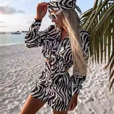 Femmes Ensemble de Top Court Imprimé Luxueux et Shorts Chic und Stil