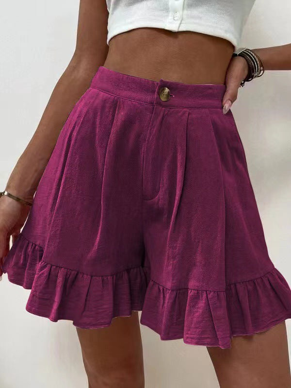 Shorts à volants pour femmes avec taille élastique et poches latérales Chic und Stil