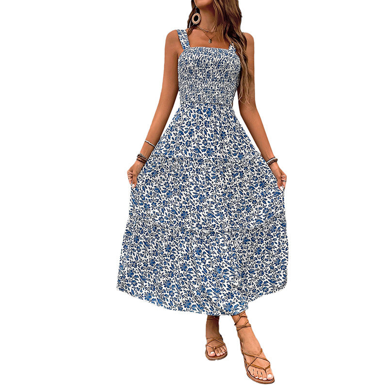 Robe Maxi Smockée à Imprimé Floral pour Femme Chic und Stil