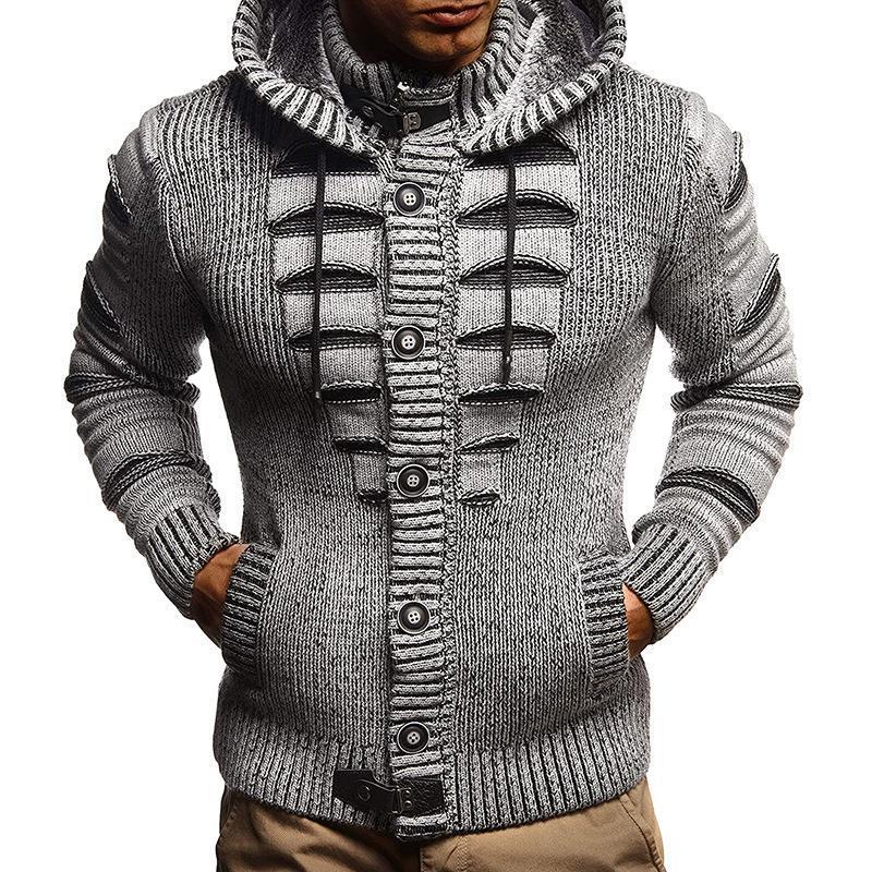 Veste en tricot pour hommes avec capuche et détails décoratifs des boutons Chic und Stil