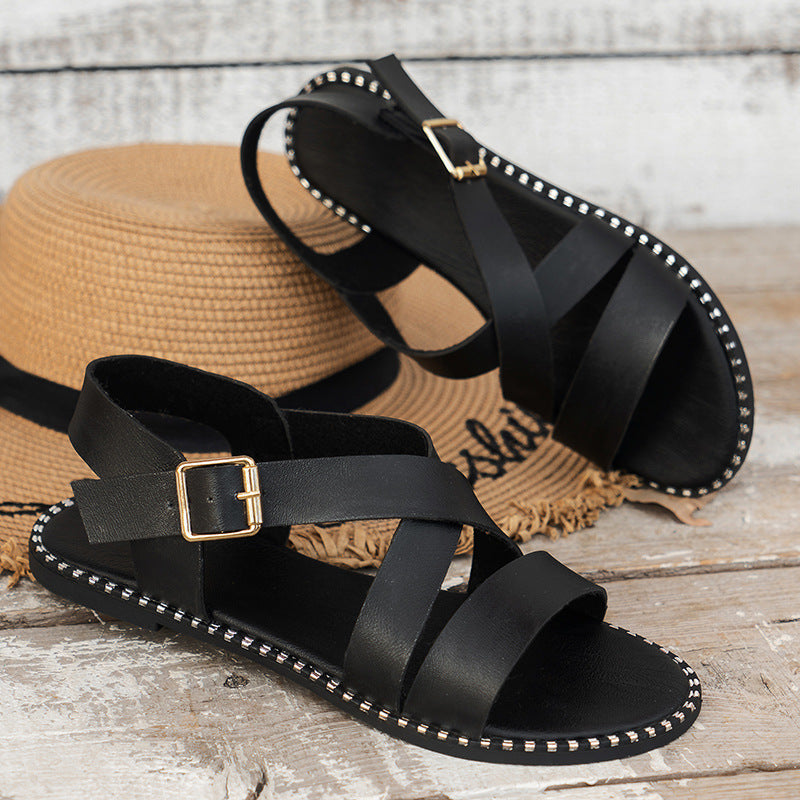 Sandales en cuir tendance pour dames avec boucle élégante Chic und Stil
