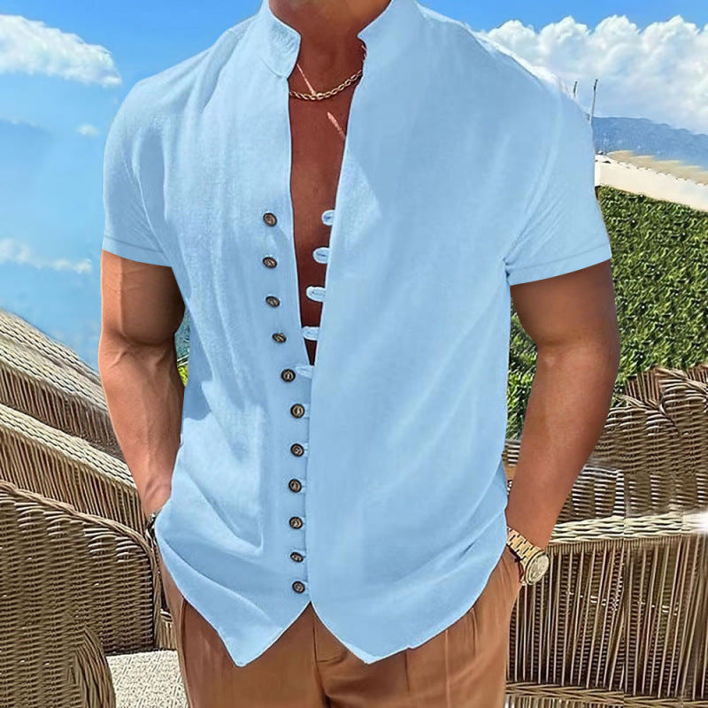 Chemise à manches courtes décontractée pour hommes avec un design de bouton tendance Chic und Stil