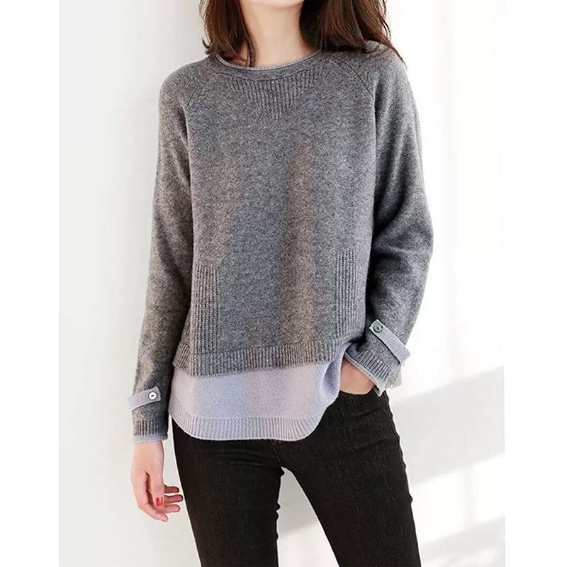 Pull en tricot texturé superposé pour femmes Chic und Stil