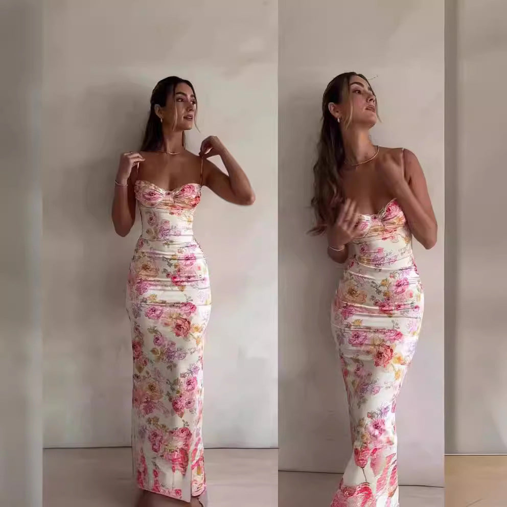 Robe Maxi Bodycon Florale Femme Chic und Stil
