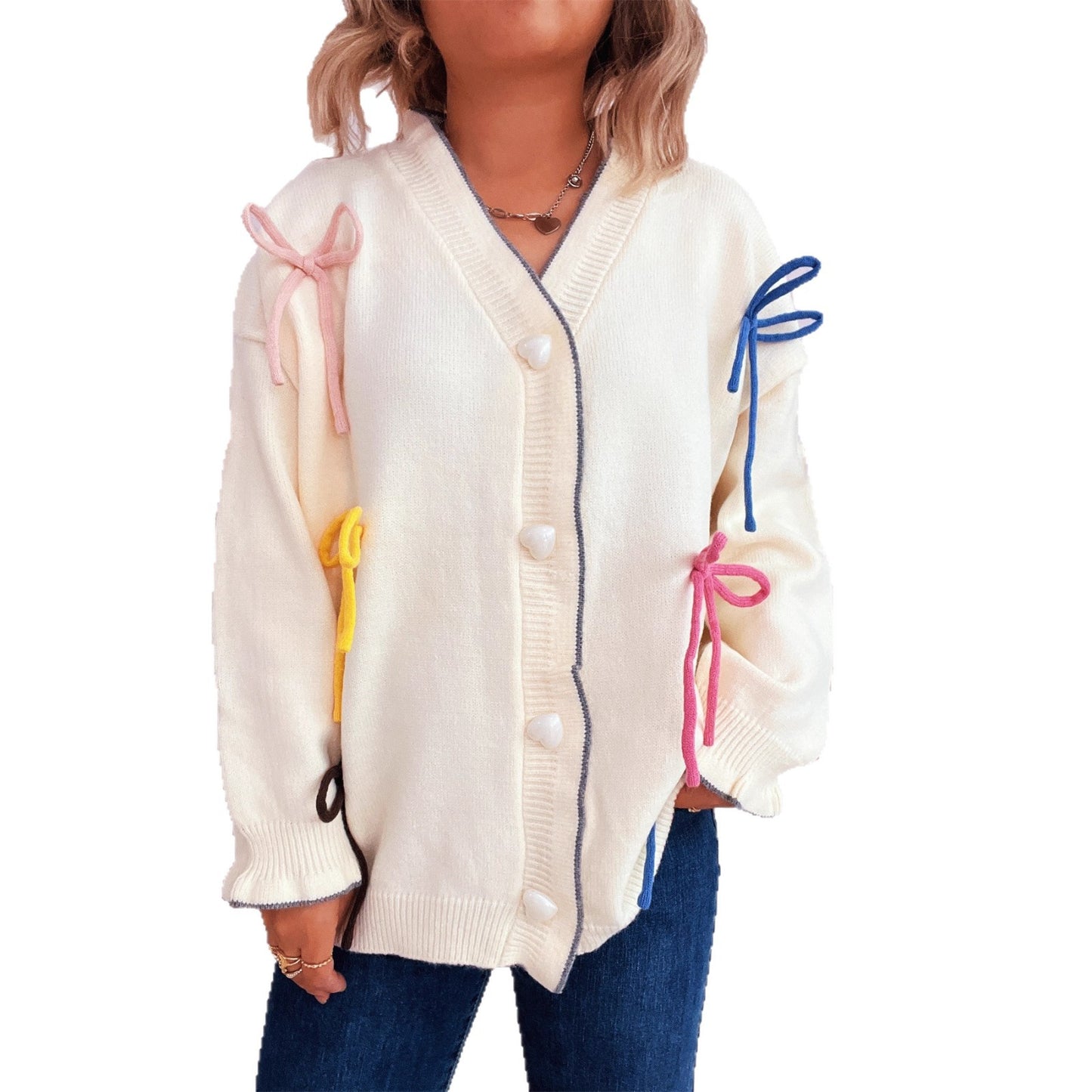 Gilet pour femmes avec des accents de nœuds colorés et une coupe oversized Chic & Stil