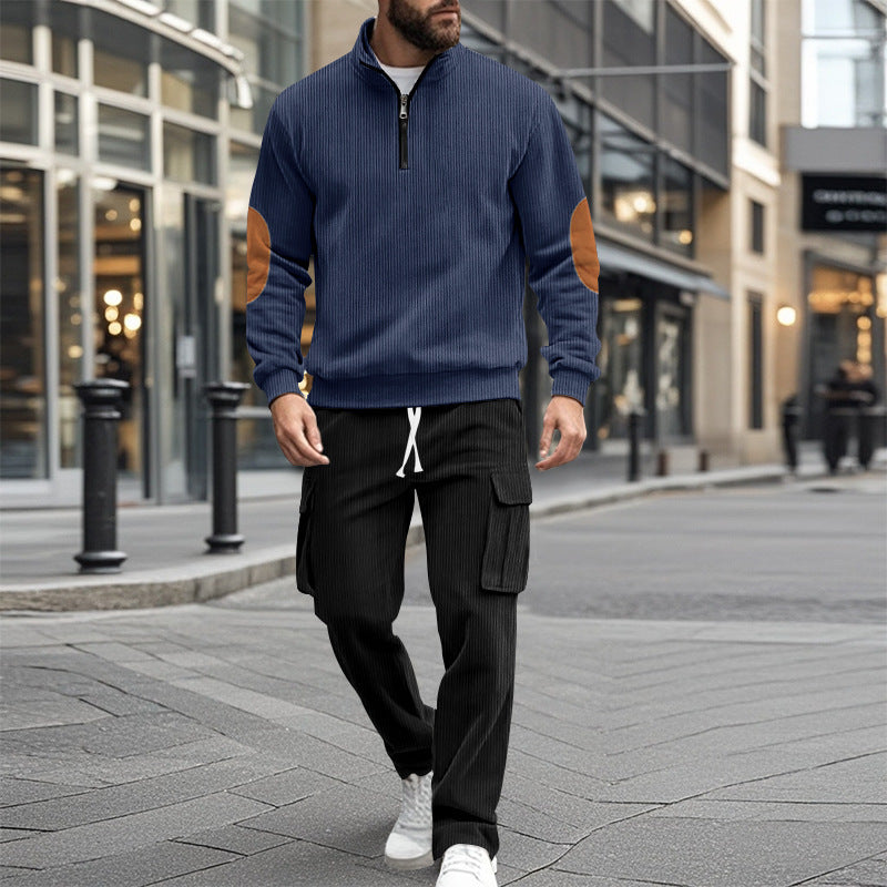 Costume de loisir masculin à la mode avec des hauts structurés et des pantalons cargo pratiques Chic und Stil