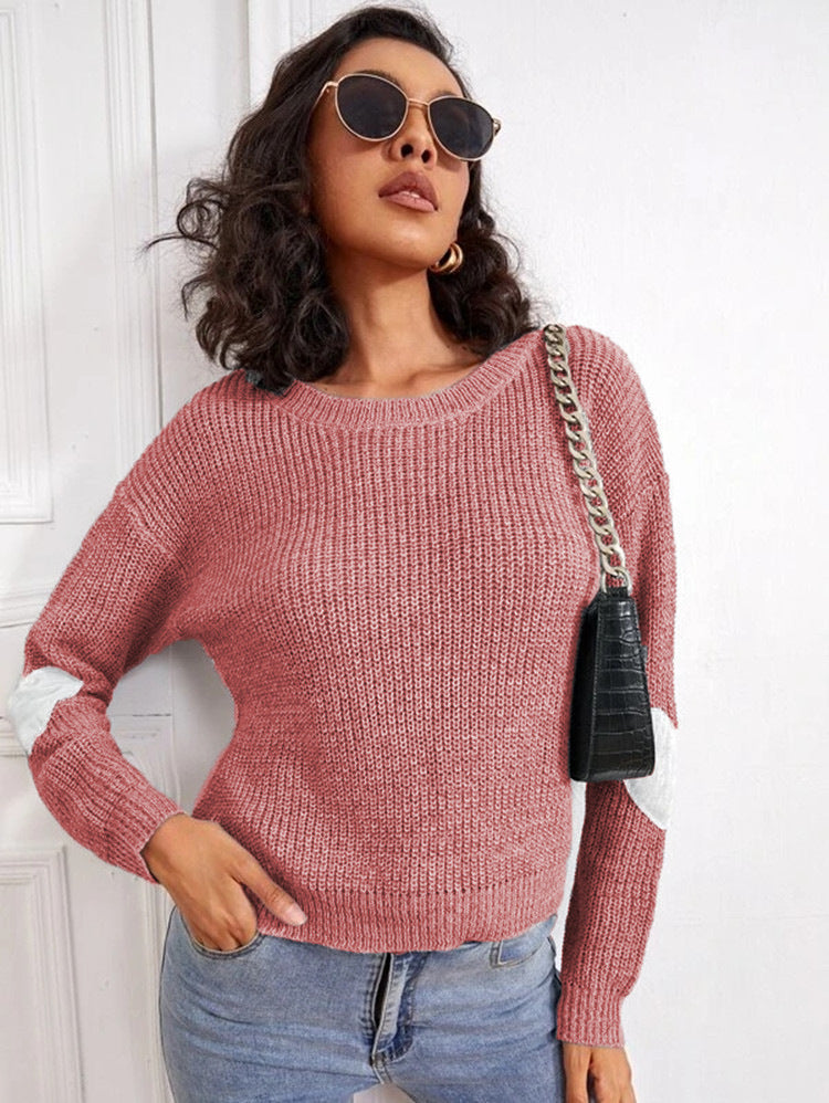 Pull en tricot tendance pour femmes avec des accents de manches contrastants Chic und Stil