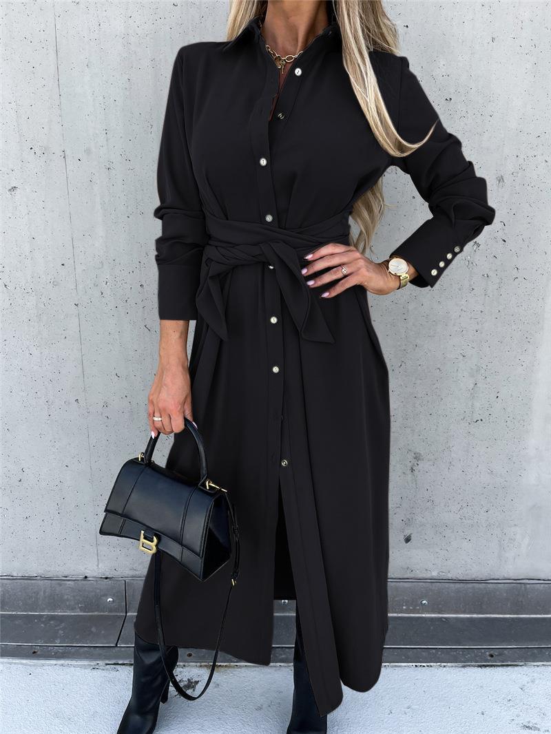 Robe chemise pour femmes avec ourlet asymétrique et ceinture à la taille Chic und Stil