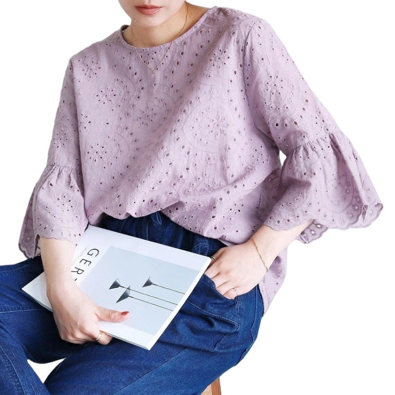 Blouse brodée à trou pour les femmes Chic und Stil