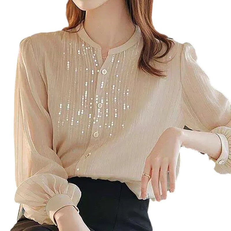 Blouse transparente élégante à boutons pour femmes Chic und Stil