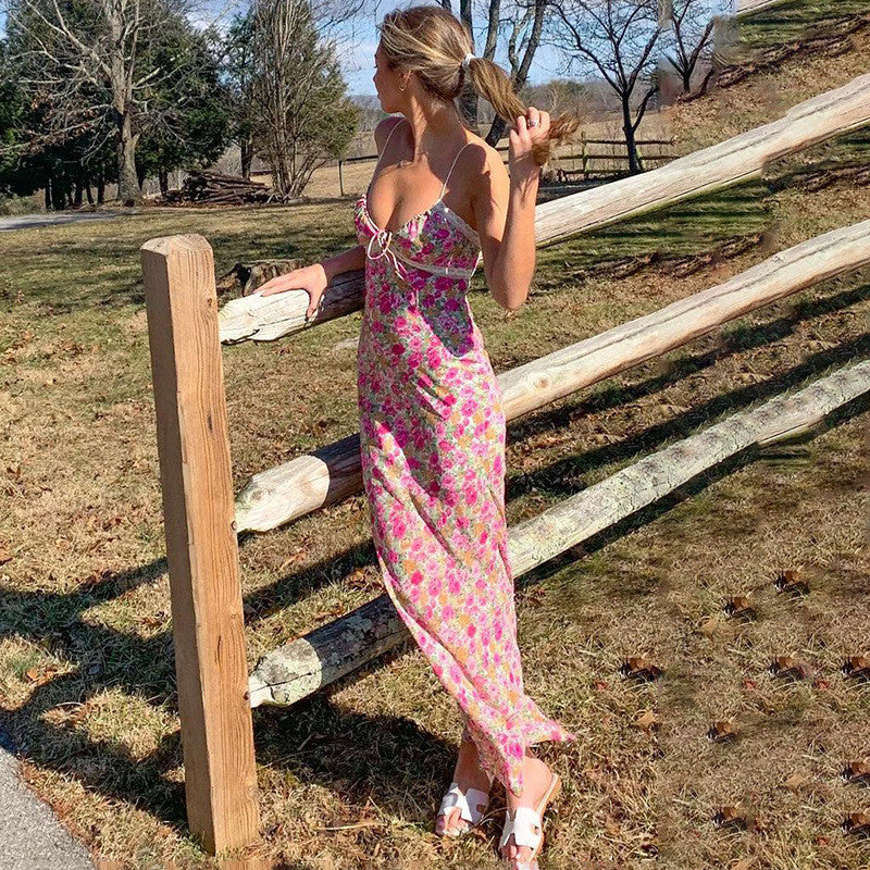 Robe maxi bodycon florale Chic und Stil pour femme
