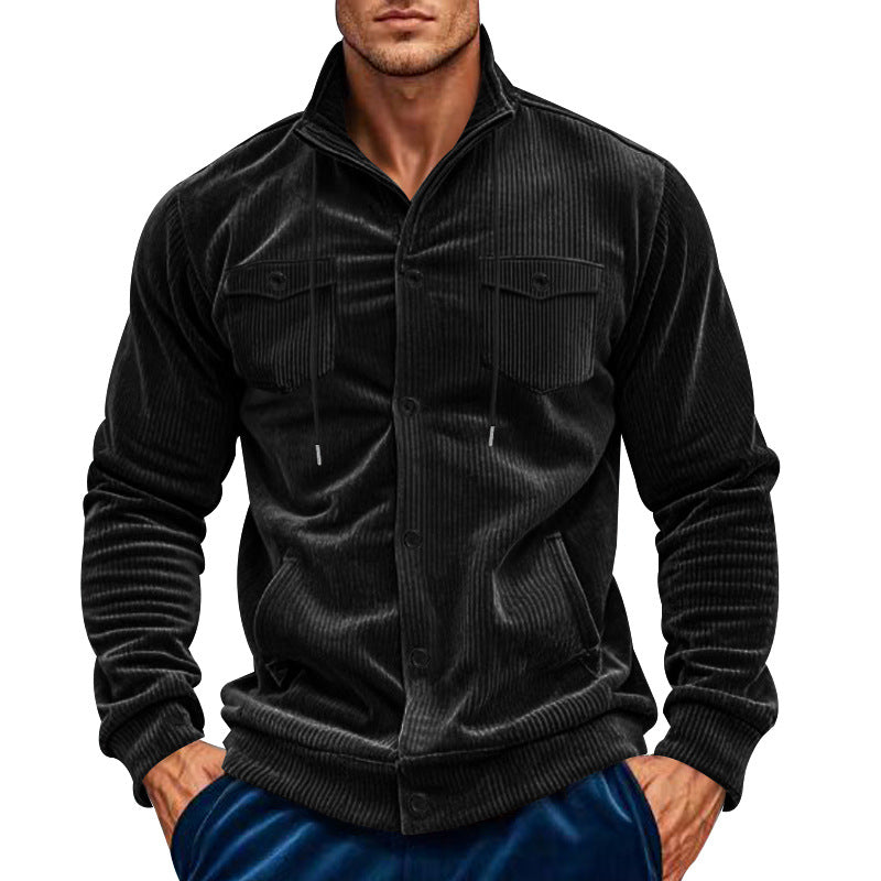 Chemise utility pour hommes en velours côtelé texturé avec poches poitrine pratiques Chic und Stil