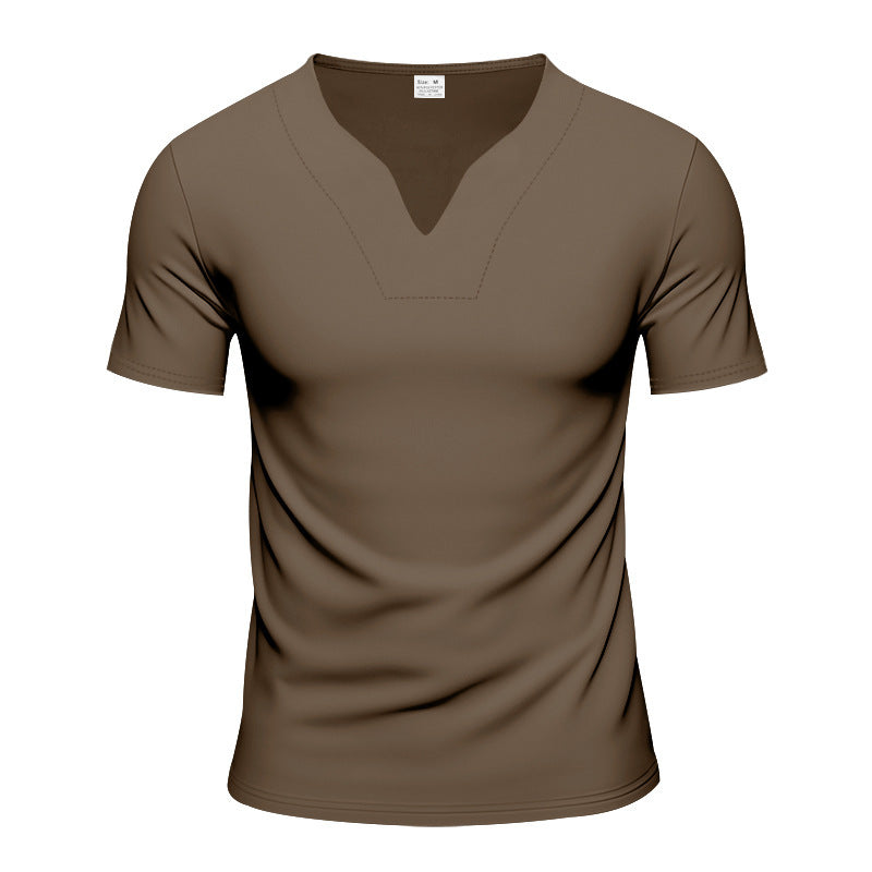 Homme t-shirt moderne à col en V en matériau respirant Chic und Stil