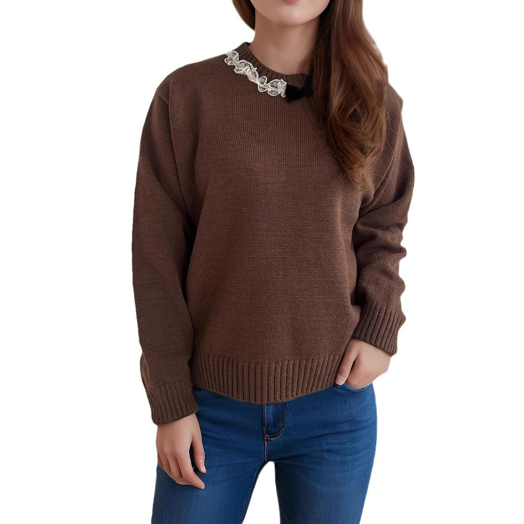 Pull décontracté pour femmes avec col décoratif Chic und Stil