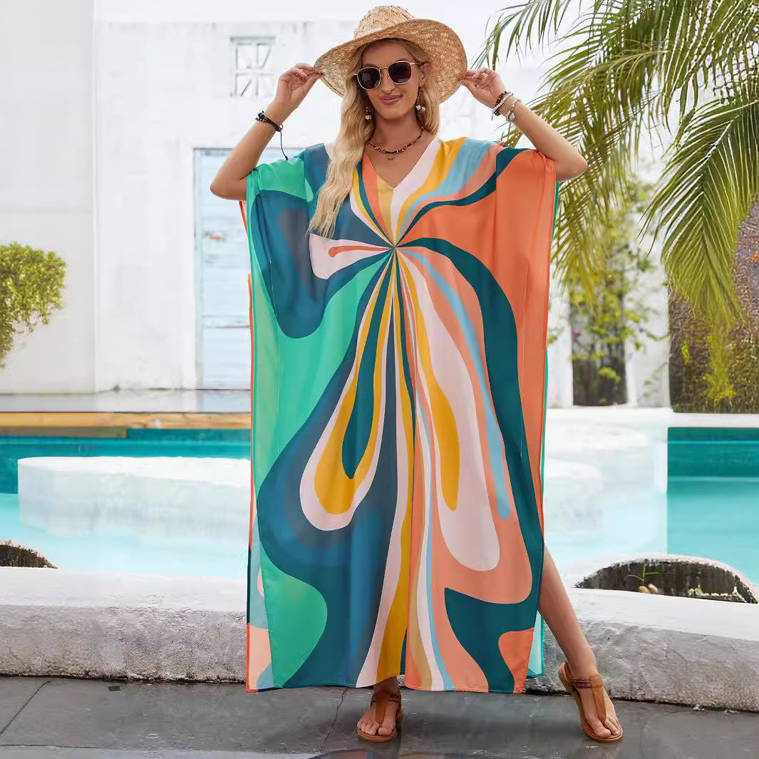 Robe kaftan à motifs vifs Chic und Stil pour femmes