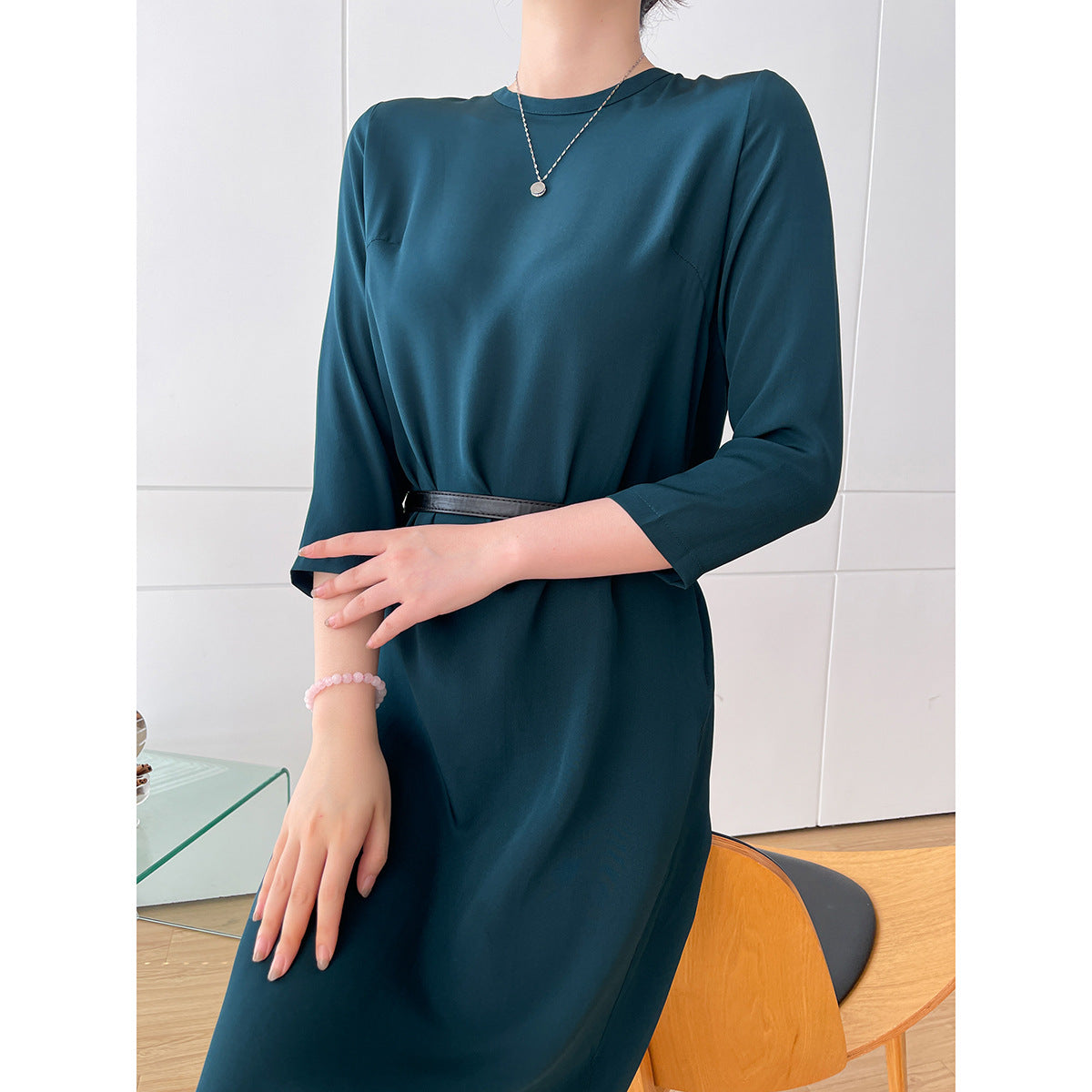 Robe midi sophistiquée pour femme avec manches trois-quarts Chic und Stil