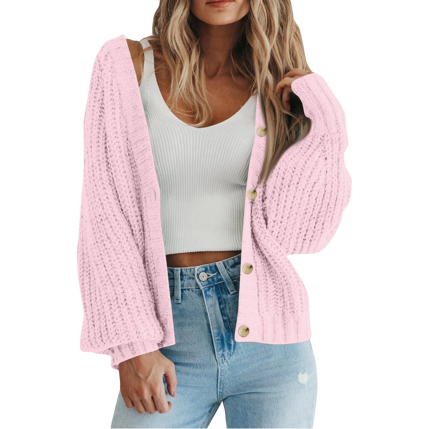Cardigan en maille épaisse pour femme avec détails en bouton et coupe ample Chic und Stil