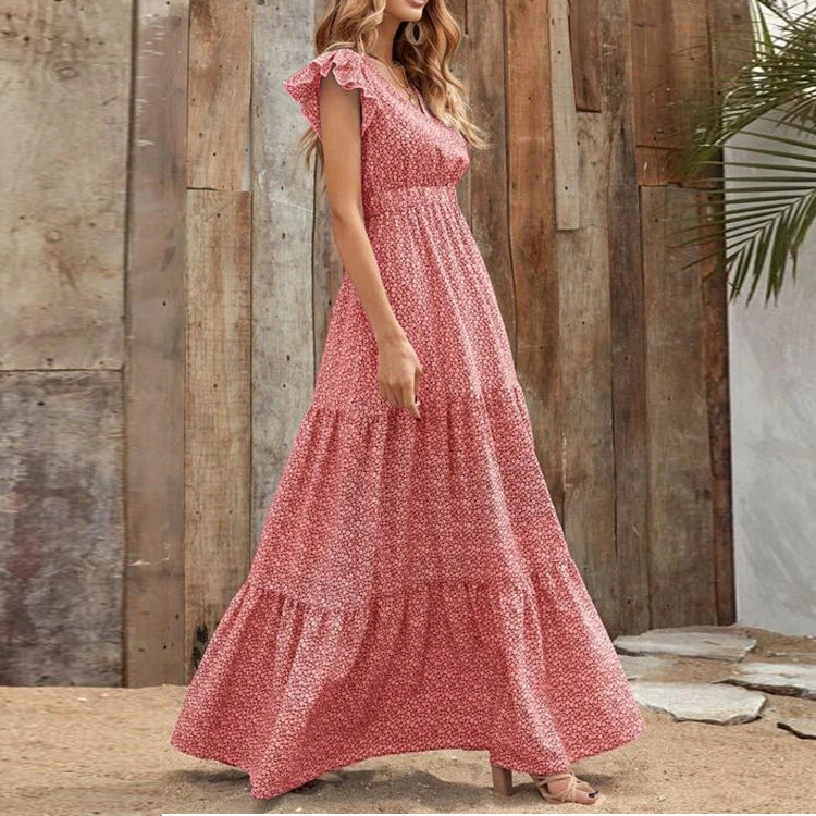 Robe maxi femme avec de délicates détails volantés et un décolleté en V plus profond Chic und Stil