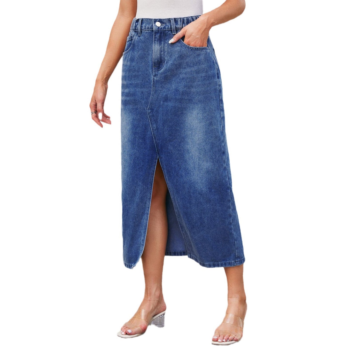 Jupe maxi pour femmes avec fente latérale et taille élastique Chic und Stil