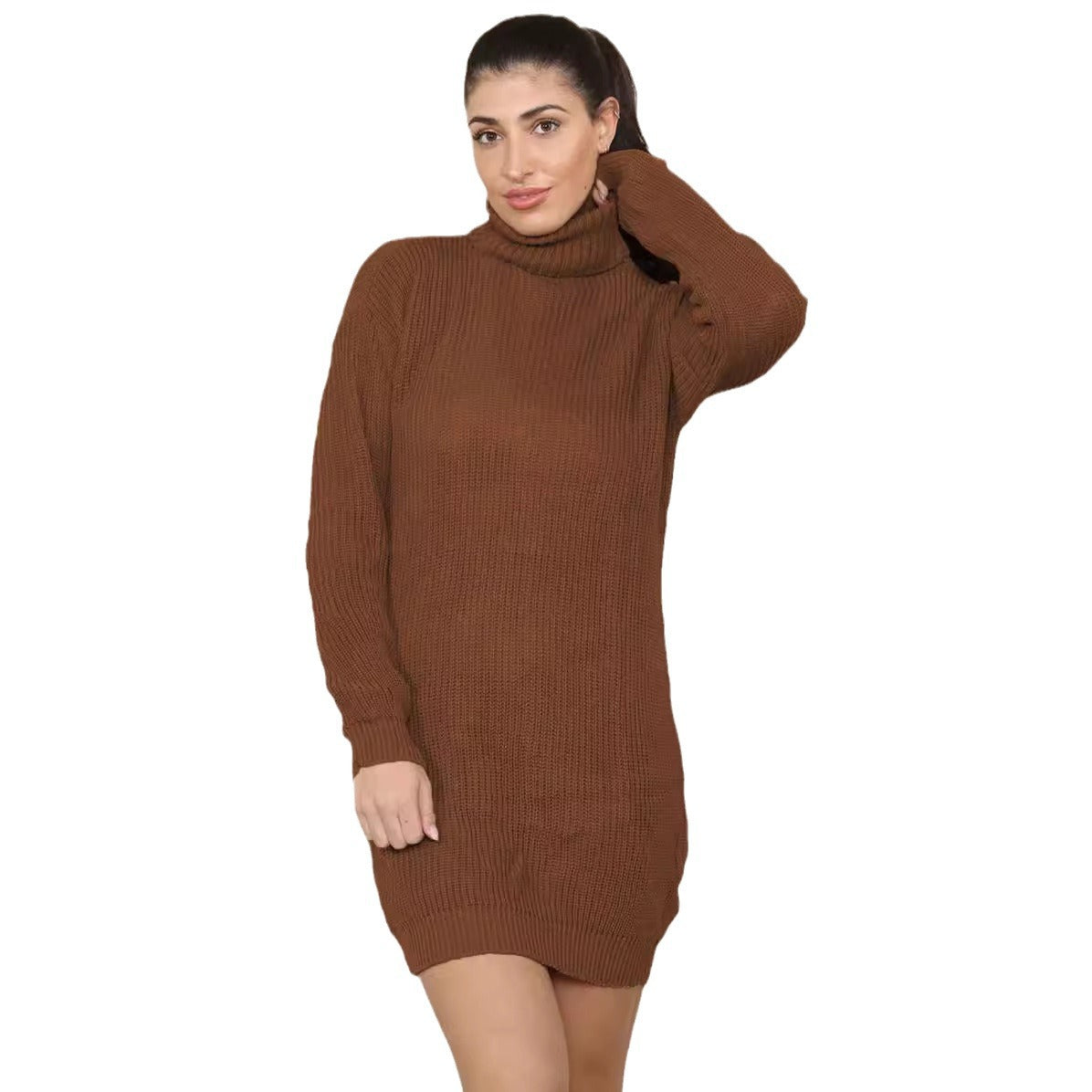 Robe en tricot pour femmes avec col roulé confortable et coupe décontractée Chic und Still