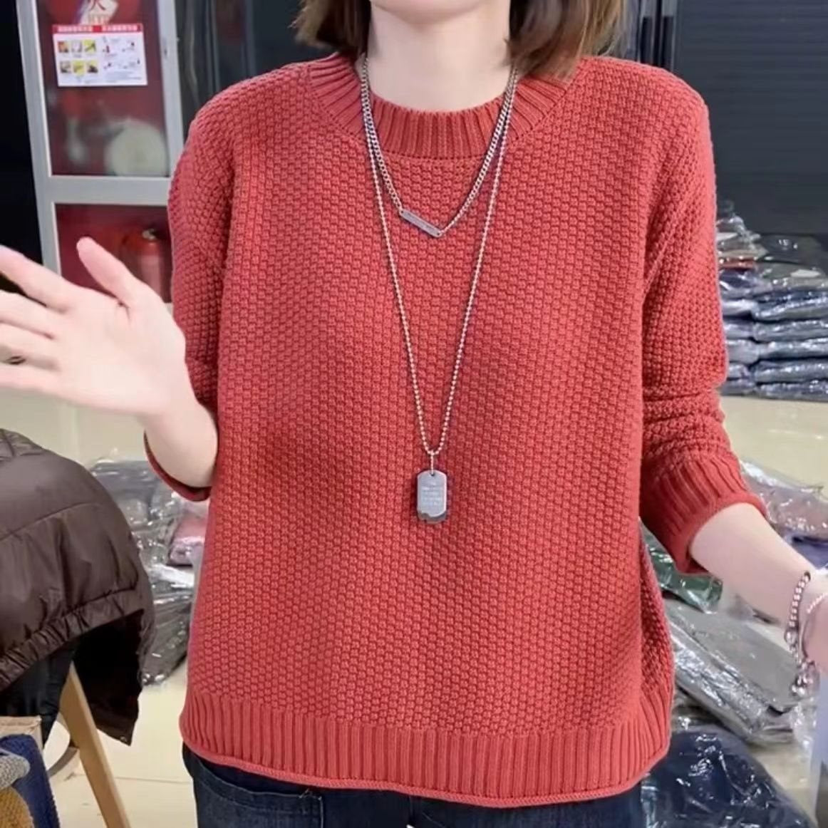 Pull-over en tricot décontracté pour femmes avec une surface texturée et une coupe ample Chic und Stil