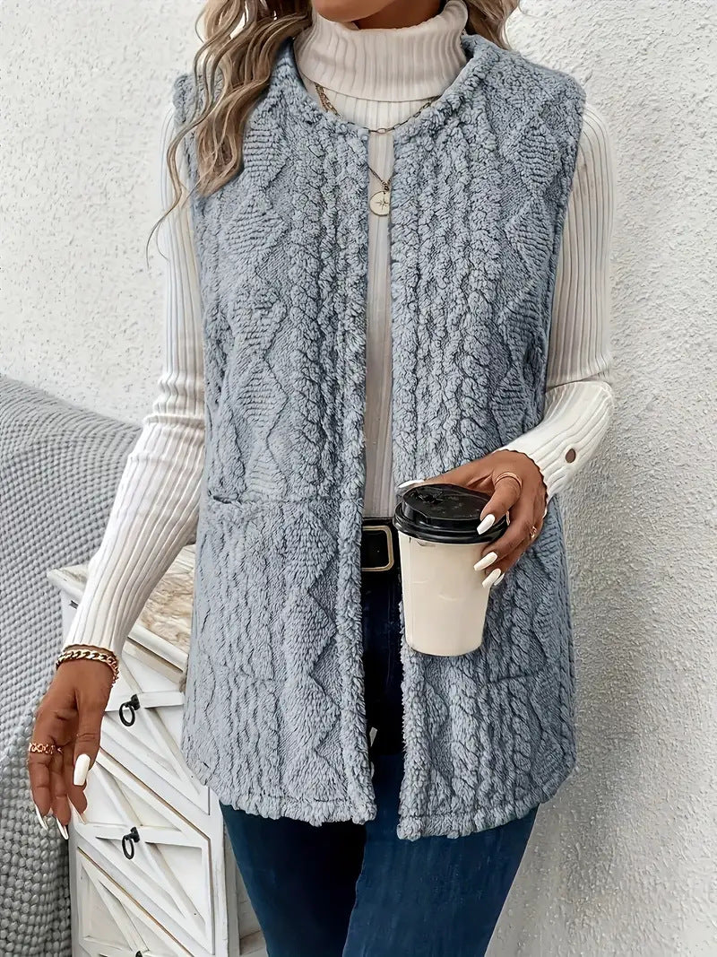 Dames Gilet Douillet avec Design Texturé Chic und Stil