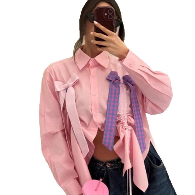 Chemisier femme avec des nœuds décoratifs et détail froncé Chic und Stil