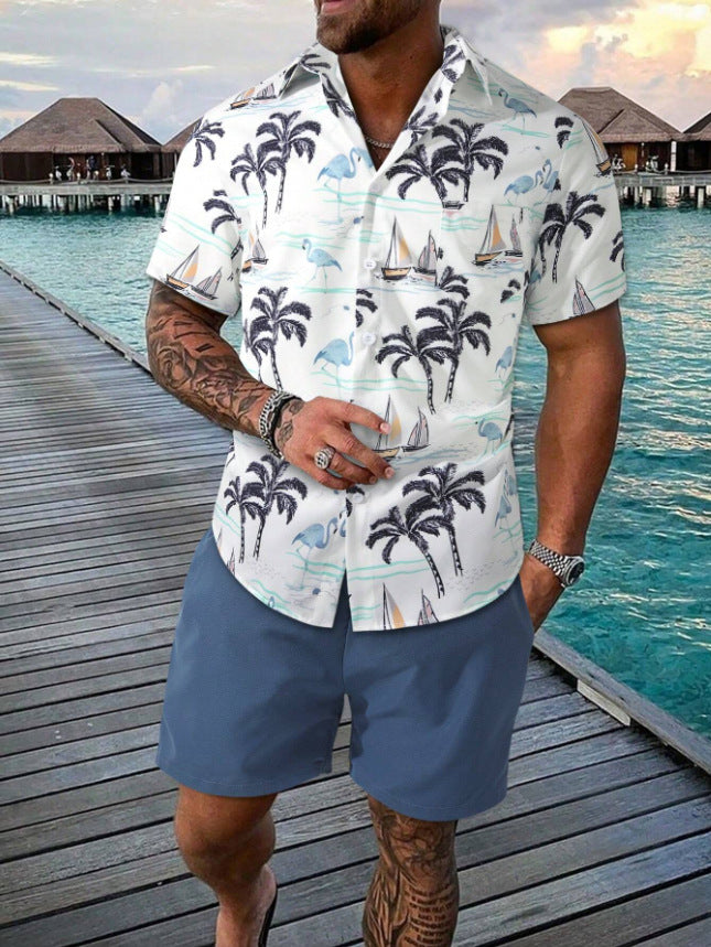 Chemise à manches courtes pour hommes avec motif tropical et coupe décontractée Chic und Stil