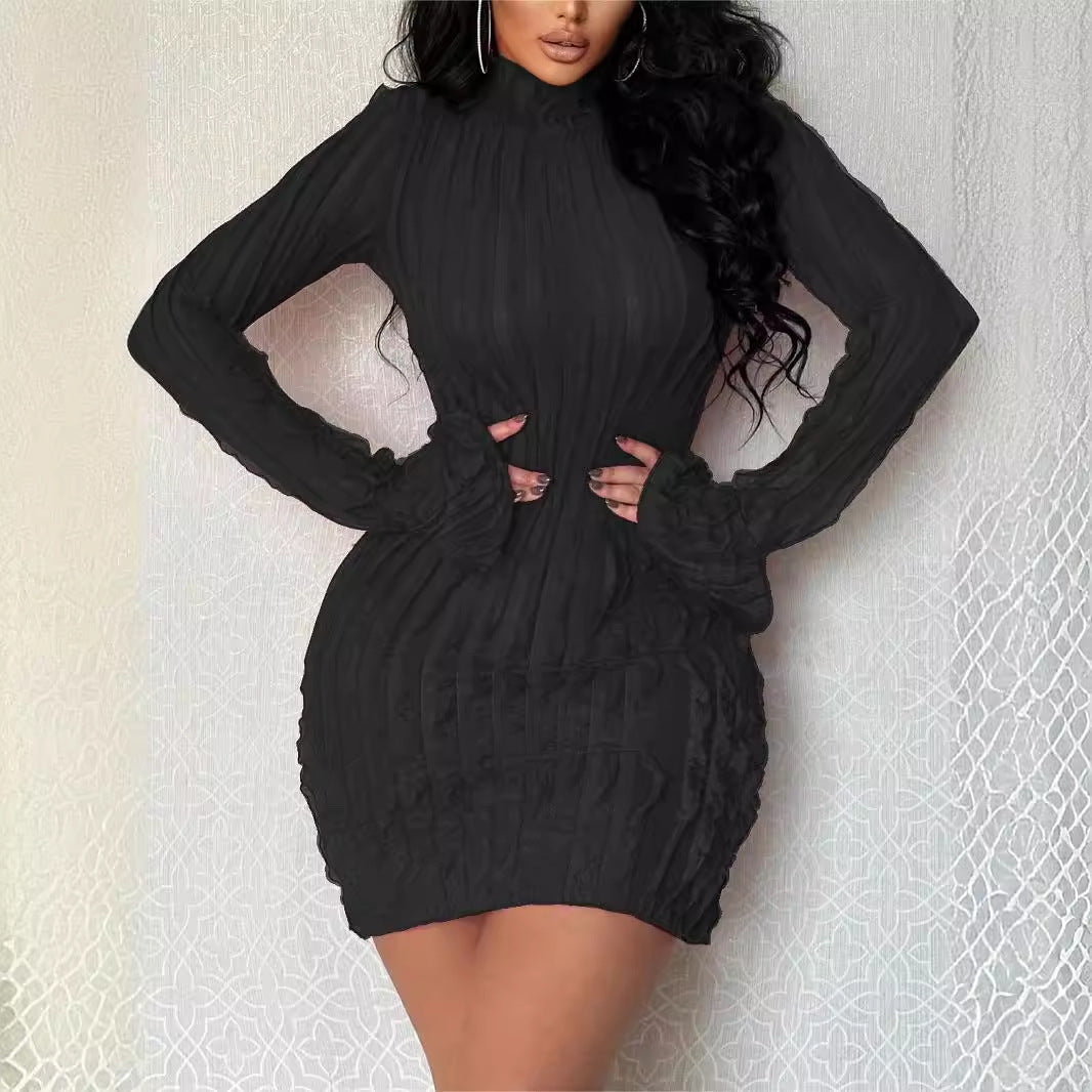 Robe à manches longues et col montant ajustée pour femme Chic und Stil