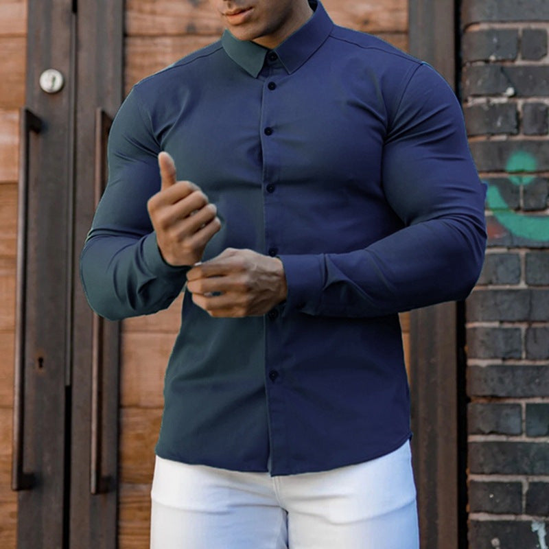 Chemise à manches longues ajustée pour hommes avec col moderne et détails de boutons élégants Chic und Stil