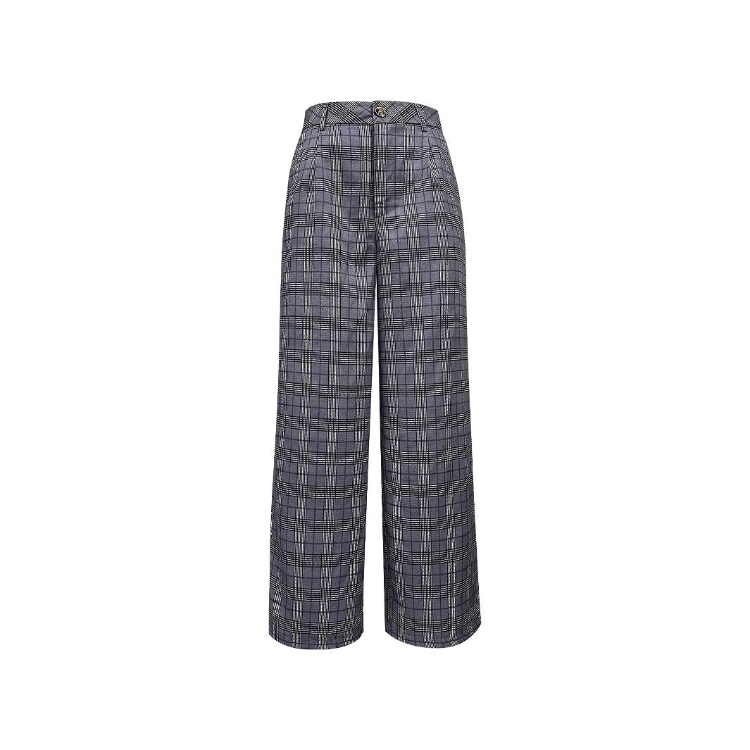 Pantalon à carreaux taille haute pour dames avec jambe large et coupe élégante Chic und Stil