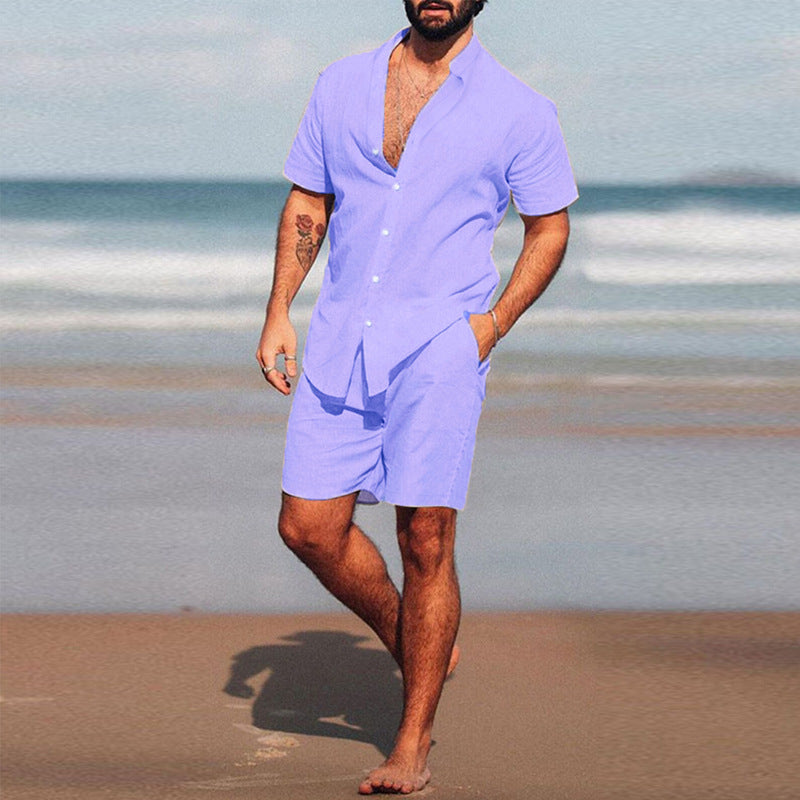 Men's casual short sleeve shirt and shorts set Chic and Style
