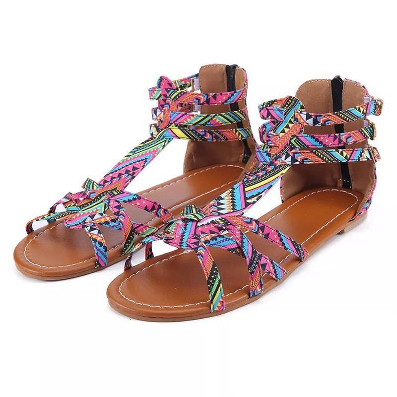 Sandales à brides pour femmes avec motif graphique et bride de cheville ajustable Chic und Stil