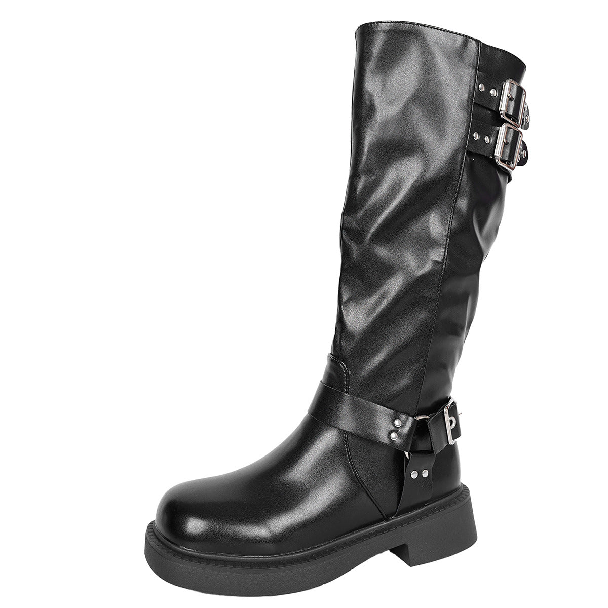 Bottes pour femmes avec des détails de boucles à la mode et un matériau supérieur résistant Chic und Stil