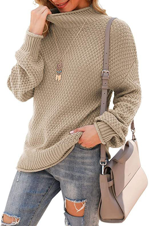 Pull femme avec col haut et motif en tricot structuré Chic und Stil