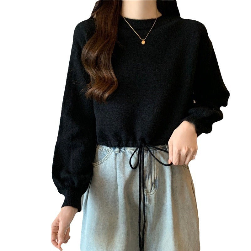Pull décontracté pour femmes avec cordon de serrage et manches volumineuses Chic und Stil