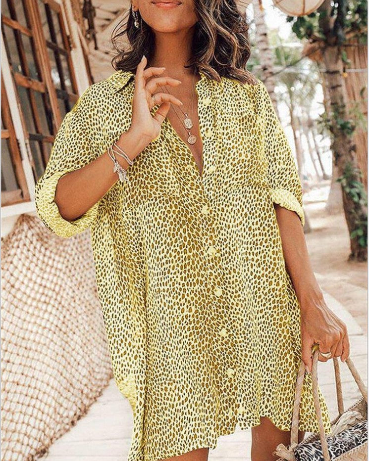 Robe chemise pour femmes avec motif animal et coupe décontractée Chic und Stil