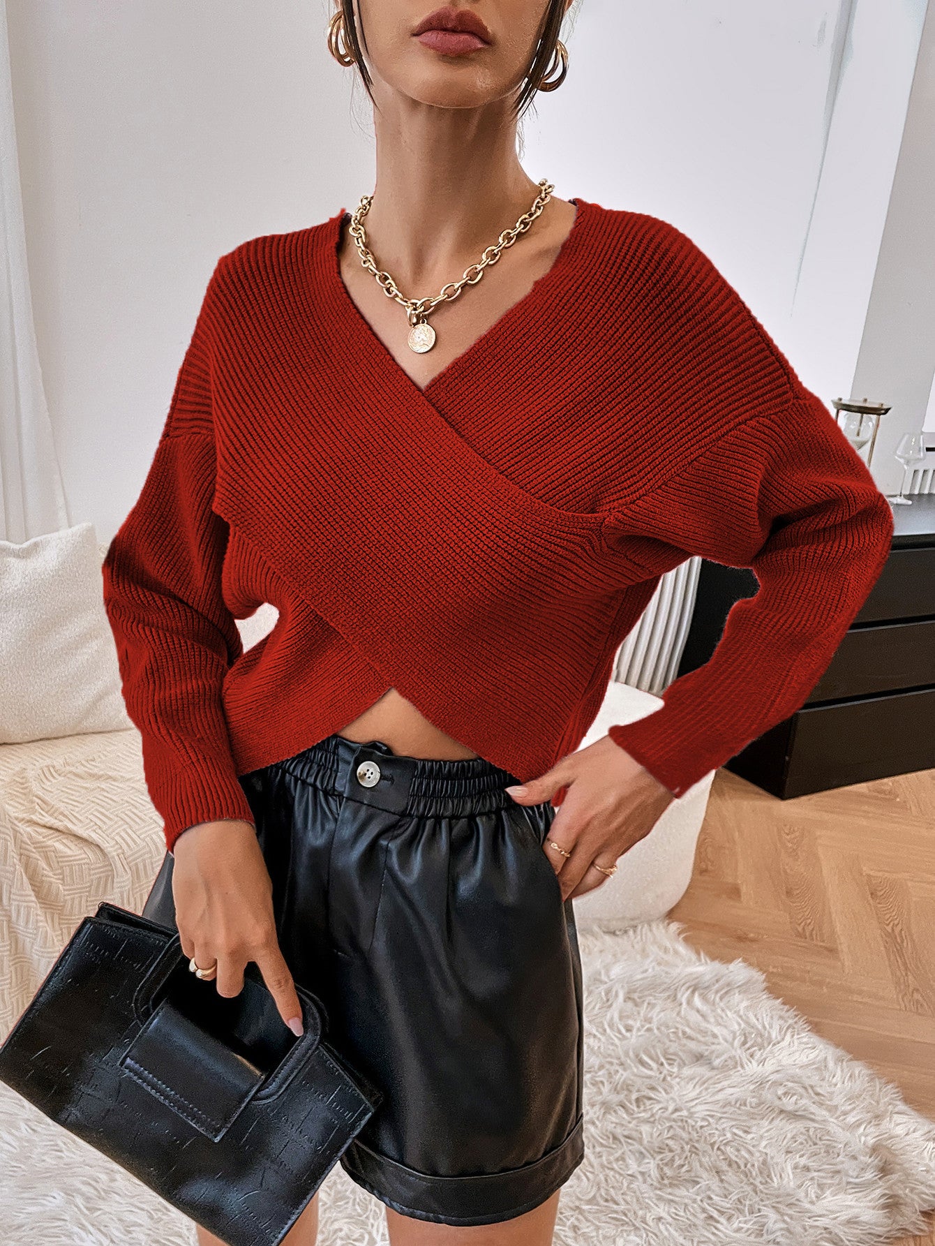 Pull-over en tricot décontracté pour femmes avec coupe asymétrique Chic und Stil